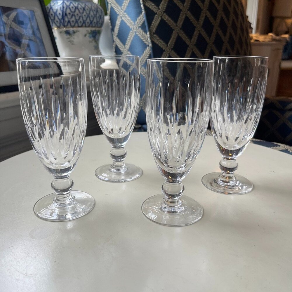 4 Waterford Cut Crystal “Maureen” Fluted Champagne Glasses